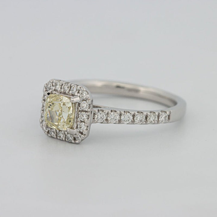 0.60 CT Fancy Light Yellow Cushion Halo Solitaire - ZIZOV DIAMONDS