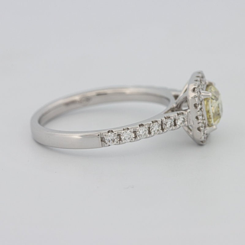 0.60 CT Fancy Light Yellow Cushion Halo Solitaire - ZIZOV DIAMONDS