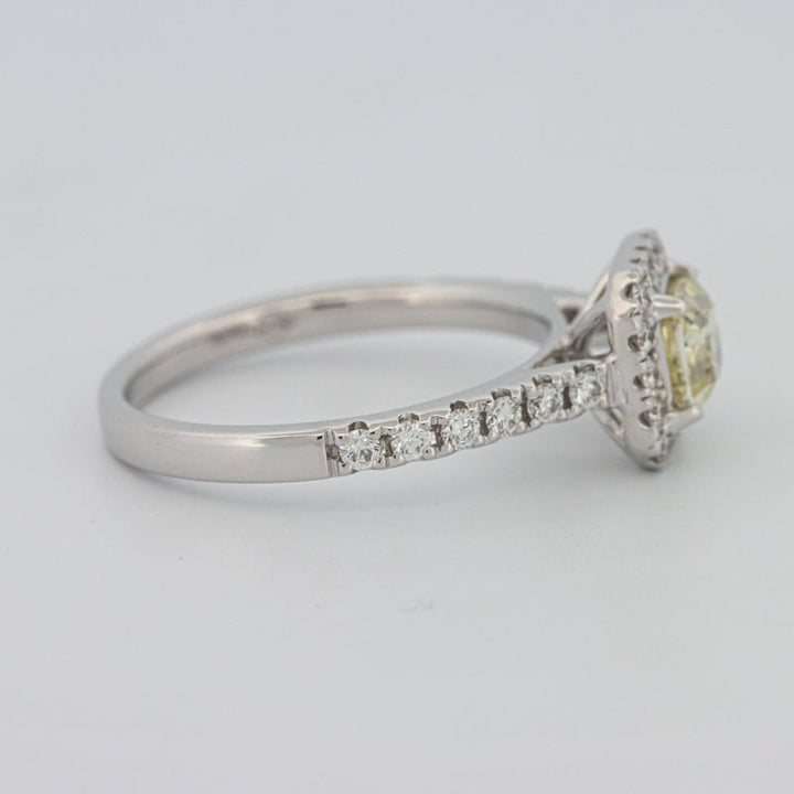 0.60 CT Fancy Light Yellow Cushion Halo Solitaire - ZIZOV DIAMONDS