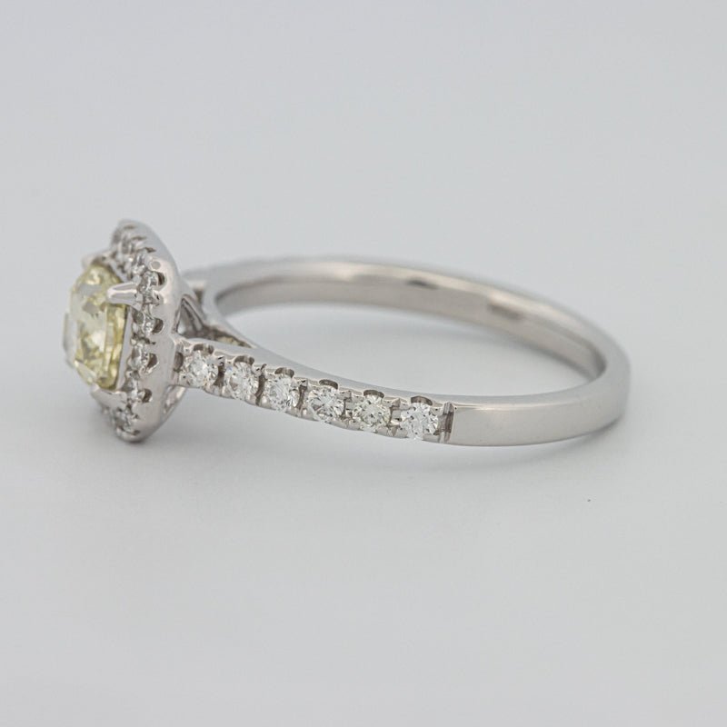 0.60 CT Fancy Light Yellow Cushion Halo Solitaire - ZIZOV DIAMONDS