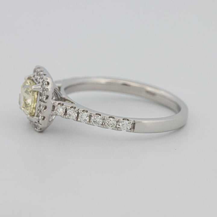 0.60 CT Fancy Light Yellow Cushion Halo Solitaire - ZIZOV DIAMONDS