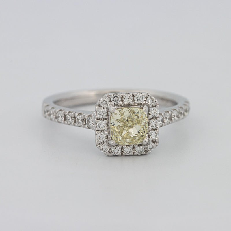 0.60 CT Fancy Light Yellow Cushion Halo Solitaire - ZIZOV DIAMONDS