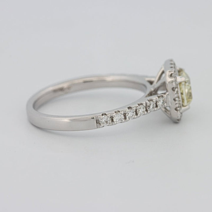 0.60 CT Fancy Light Yellow Cushion Halo Solitaire - ZIZOV DIAMONDS