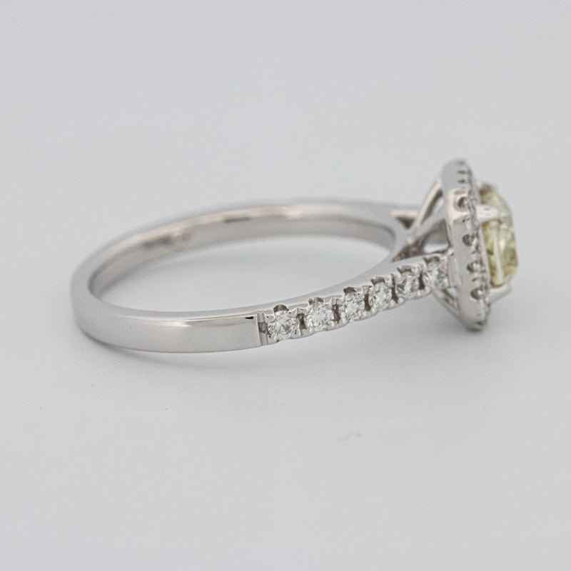 0.60 CT Fancy Light Yellow Cushion Halo Solitaire - ZIZOV DIAMONDS
