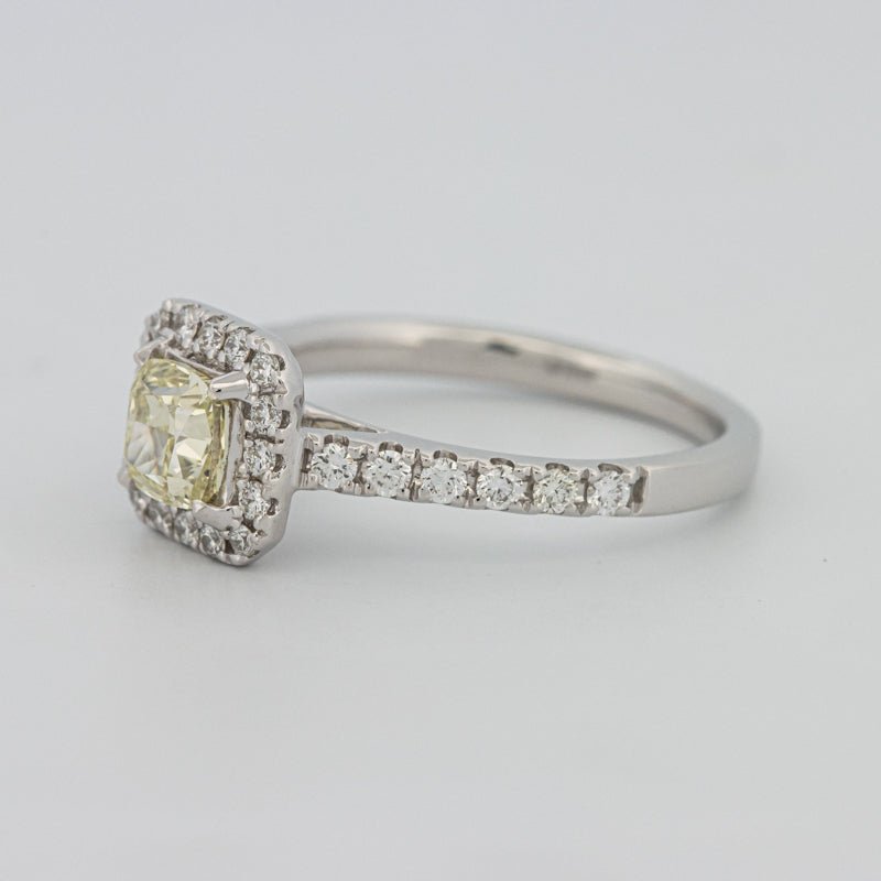 0.60 CT Fancy Light Yellow Cushion Halo Solitaire - ZIZOV DIAMONDS