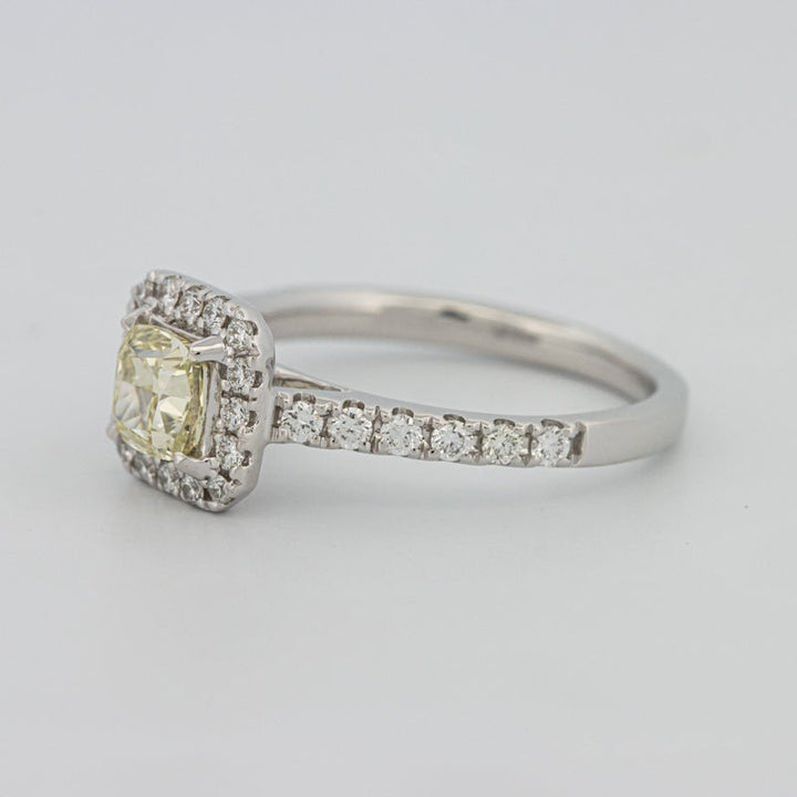 0.60 CT Fancy Light Yellow Cushion Halo Solitaire - ZIZOV DIAMONDS
