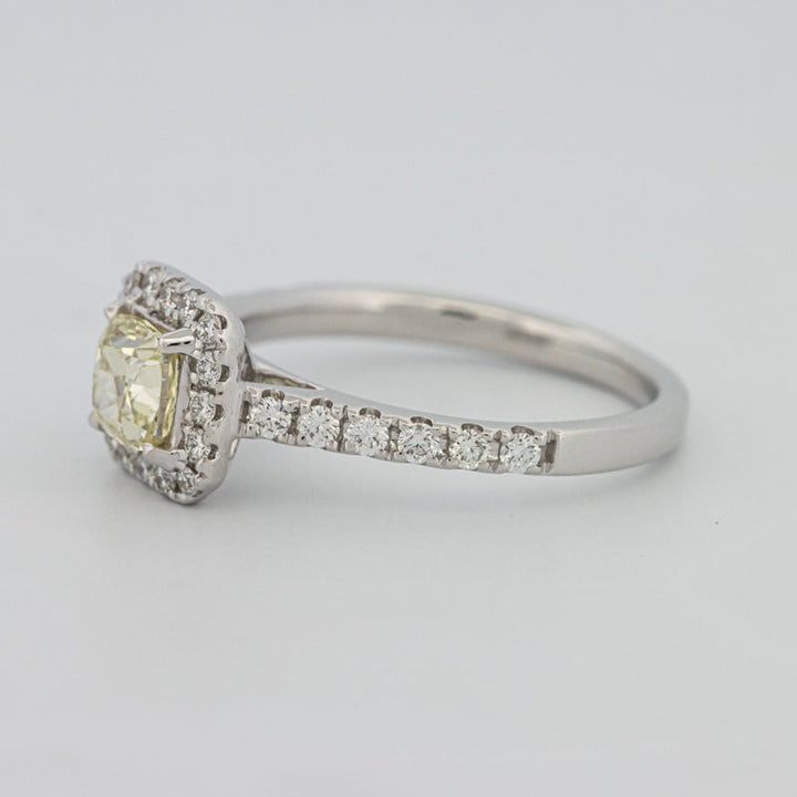 0.60 CT Fancy Light Yellow Cushion Halo Solitaire - ZIZOV DIAMONDS
