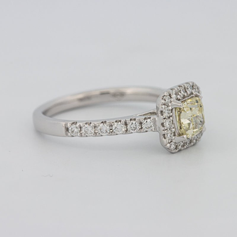 0.60 CT Fancy Light Yellow Cushion Halo Solitaire - ZIZOV DIAMONDS