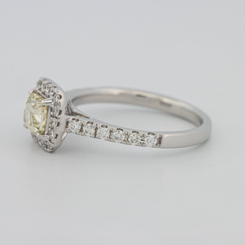 0.60 CT Fancy Light Yellow Cushion Halo Solitaire - ZIZOV DIAMONDS