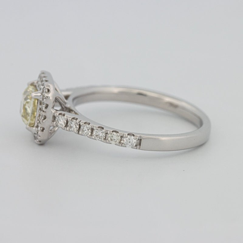 0.60 CT Fancy Light Yellow Cushion Halo Solitaire - ZIZOV DIAMONDS