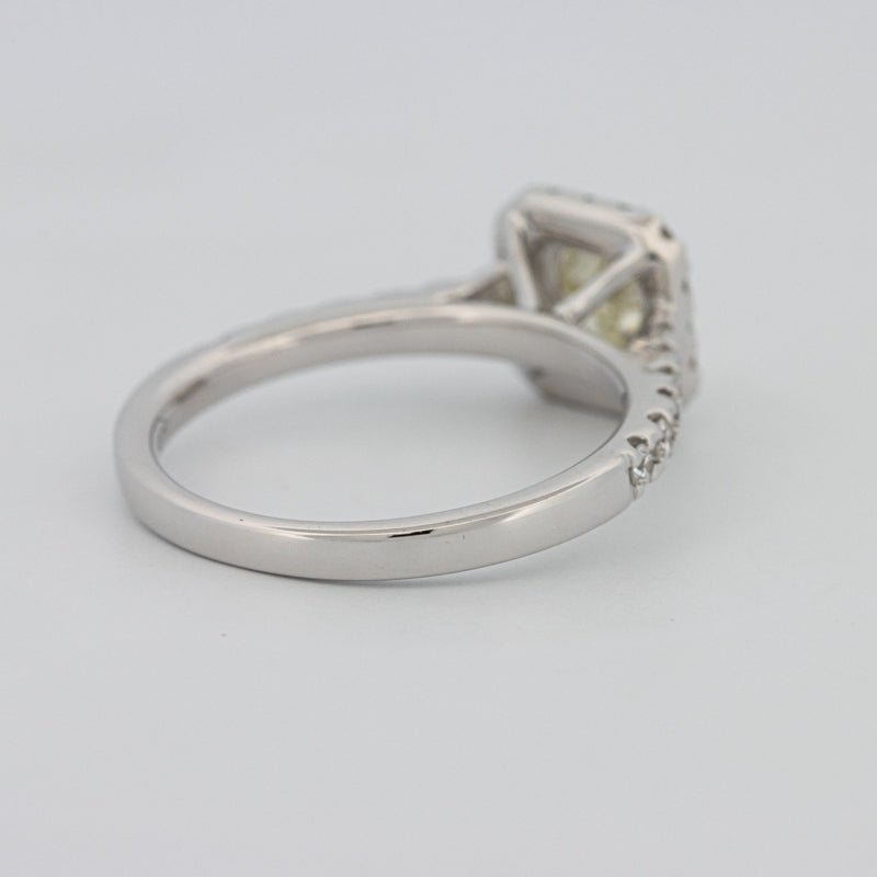 0.60 CT Fancy Light Yellow Cushion Halo Solitaire - ZIZOV DIAMONDS