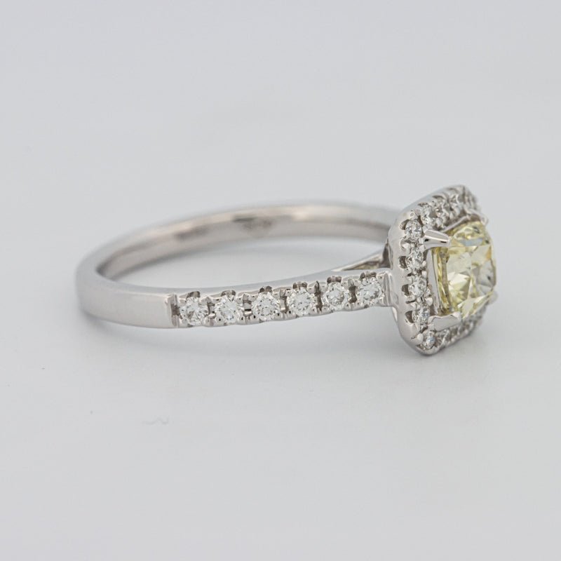 0.60 CT Fancy Light Yellow Cushion Halo Solitaire - ZIZOV DIAMONDS