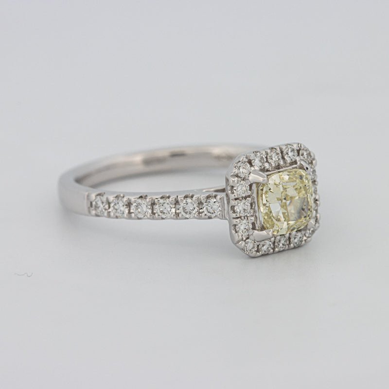 0.60 CT Fancy Light Yellow Cushion Halo Solitaire - ZIZOV DIAMONDS