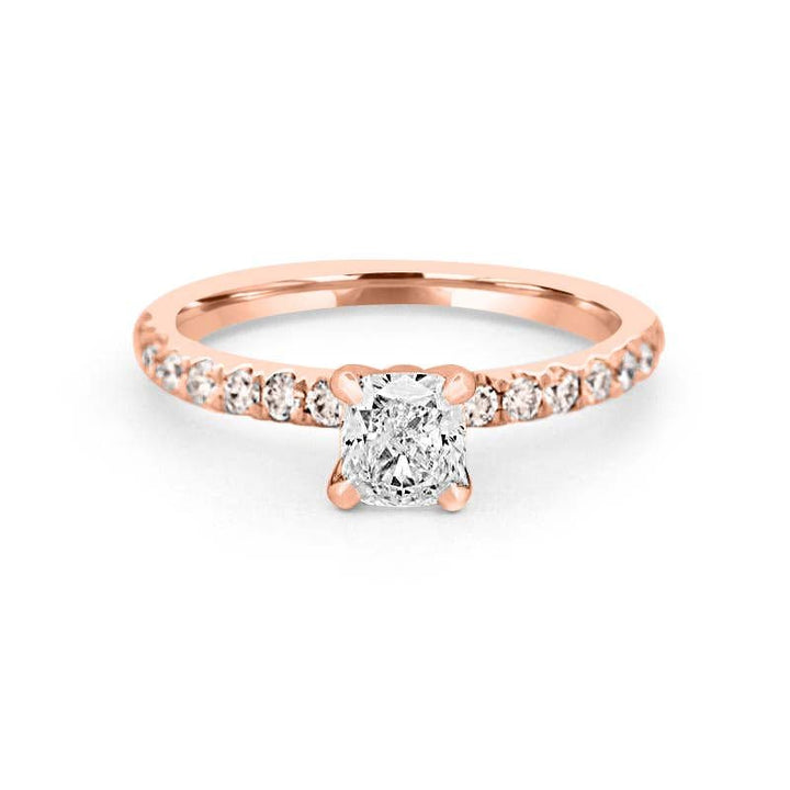 0.70 CT Cushion Cut Solitaire Pavé Ring - ZIZOV DIAMONDS