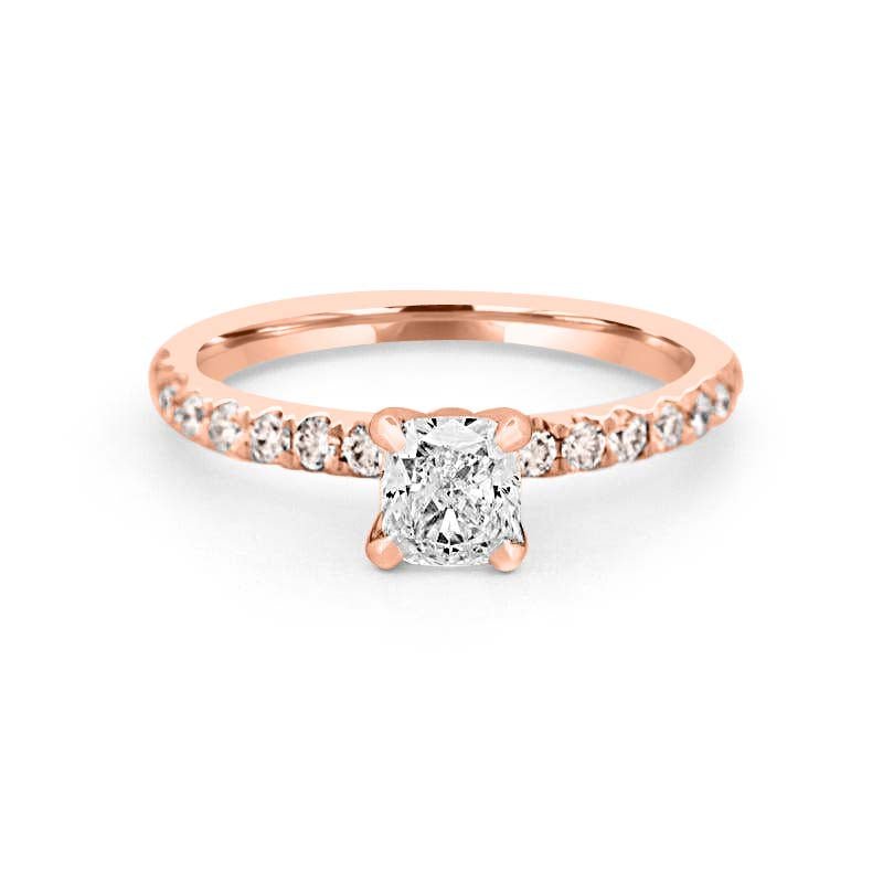 0.70 CT Cushion Cut Solitaire Pavé Ring - ZIZOV DIAMONDS