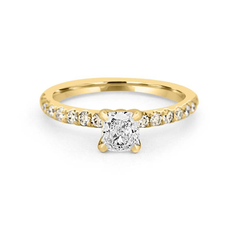 0.70 CT Cushion Cut Solitaire Pavé Ring - ZIZOV DIAMONDS
