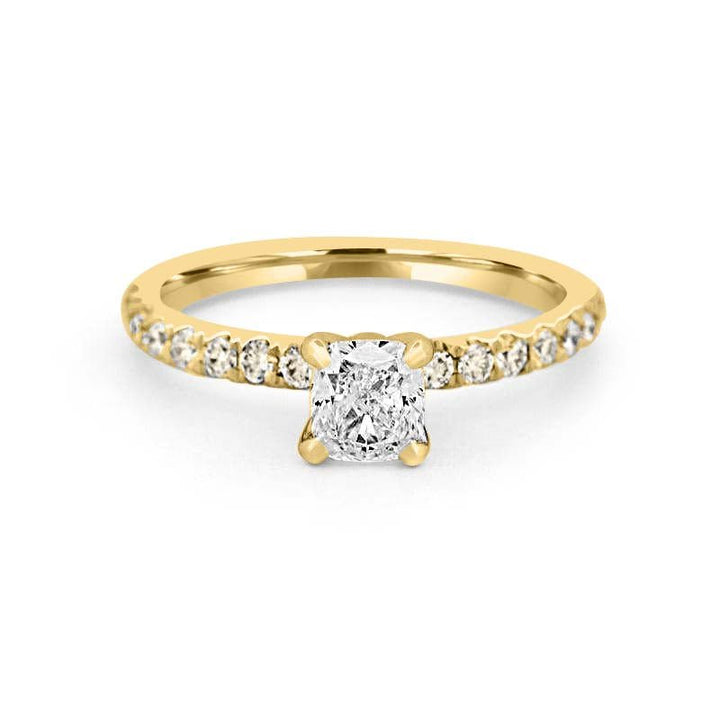 0.70 CT Cushion Cut Solitaire Pavé Ring - ZIZOV DIAMONDS
