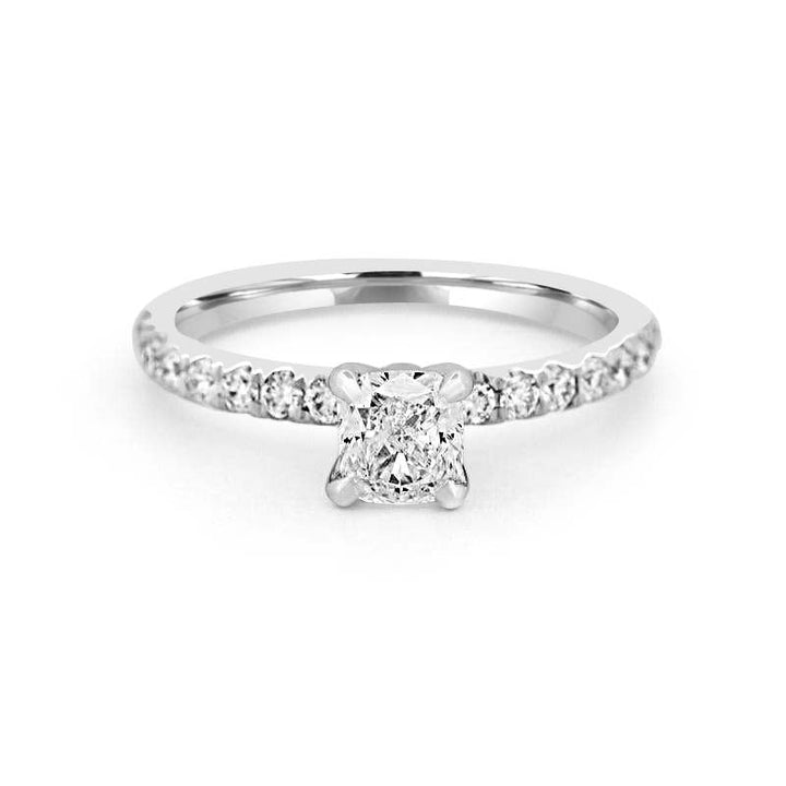 0.70 CT Cushion Cut Solitaire Pavé Ring - ZIZOV DIAMONDS