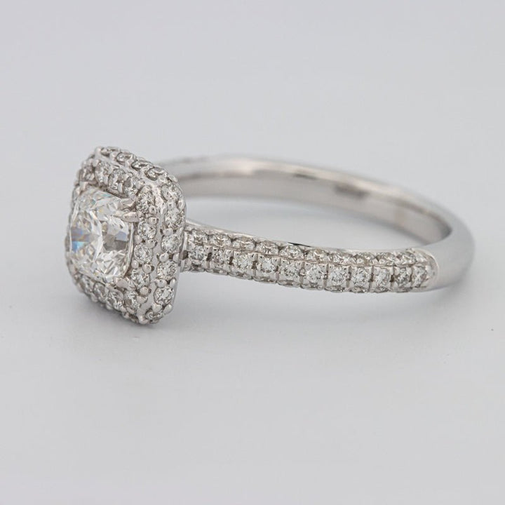 0.70 CT Square Radiant Halo Solitaire Pave Ring - ZIZOV DIAMONDS
