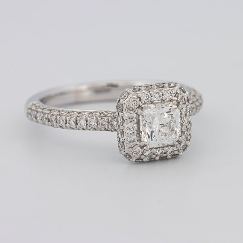 0.70 CT Square Radiant Halo Solitaire Pave Ring - ZIZOV DIAMONDS