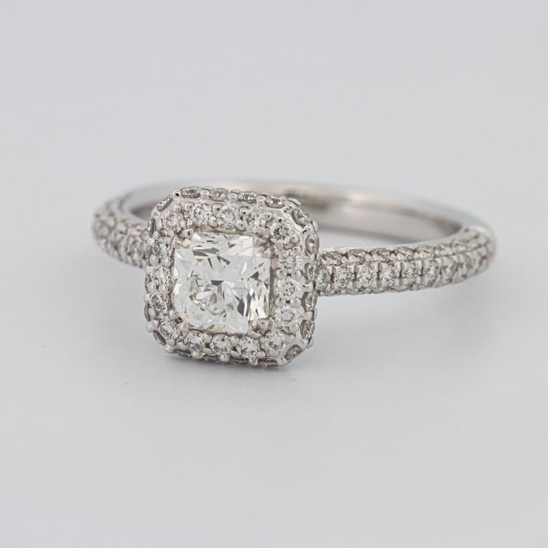 0.70 CT Square Radiant Halo Solitaire Pave Ring - ZIZOV DIAMONDS