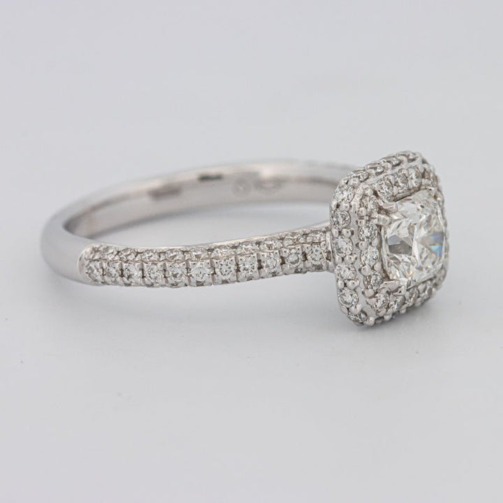 0.70 CT Square Radiant Halo Solitaire Pave Ring - ZIZOV DIAMONDS