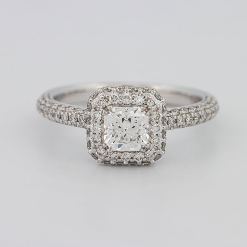 0.70 CT Square Radiant Halo Solitaire Pave Ring - ZIZOV DIAMONDS