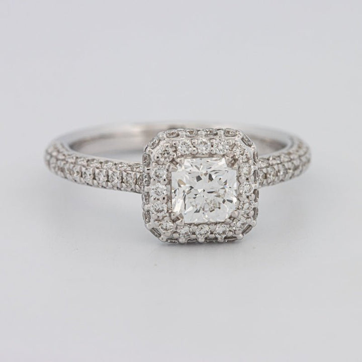 0.70 CT Square Radiant Halo Solitaire Pave Ring - ZIZOV DIAMONDS