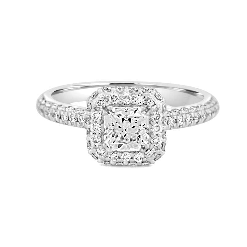 0.70 CT Square Radiant Halo Solitaire Pave Ring - ZIZOV DIAMONDS