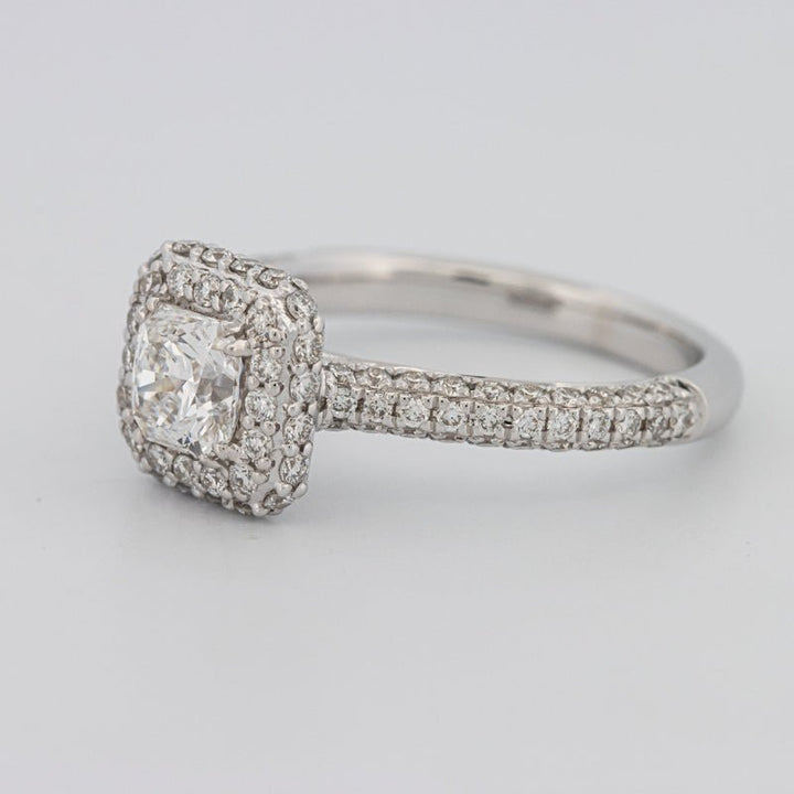 0.70 CT Square Radiant Halo Solitaire Pave Ring - ZIZOV DIAMONDS