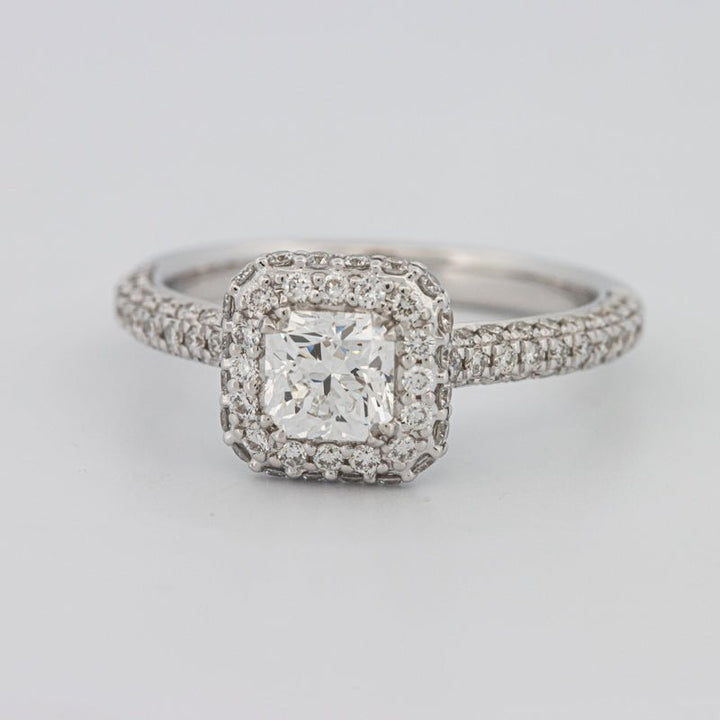 0.70 CT Square Radiant Halo Solitaire Pave Ring - ZIZOV DIAMONDS