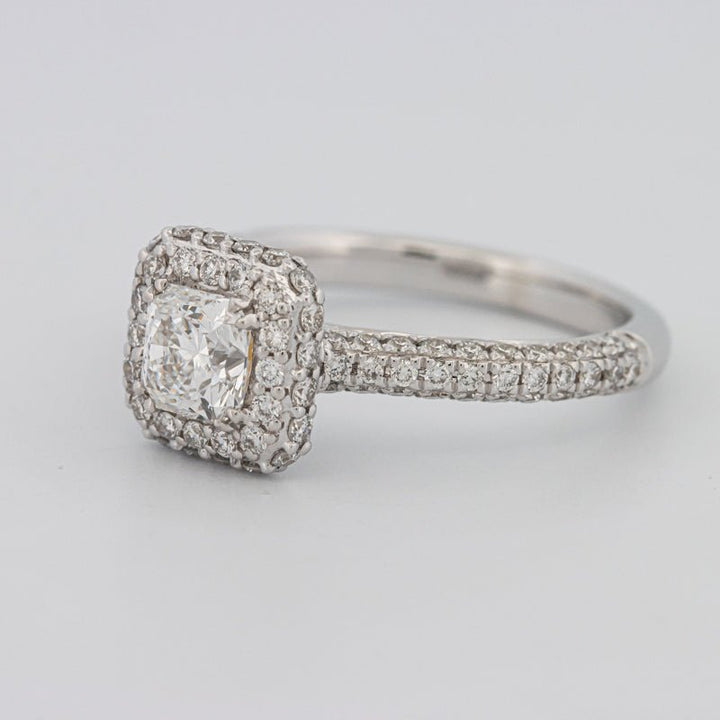 0.70 CT Square Radiant Halo Solitaire Pave Ring - ZIZOV DIAMONDS