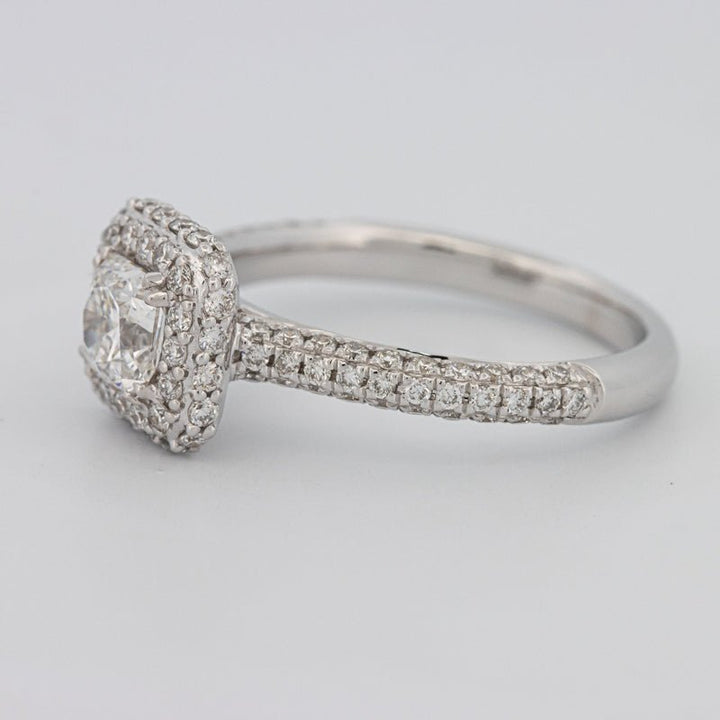 0.70 CT Square Radiant Halo Solitaire Pave Ring - ZIZOV DIAMONDS