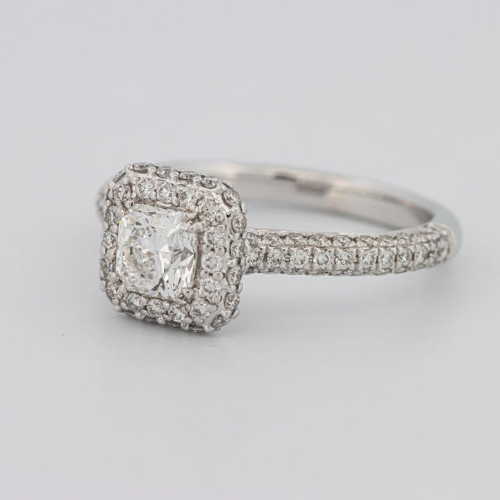 0.70 CT Square Radiant Halo Solitaire Pave Ring - ZIZOV DIAMONDS