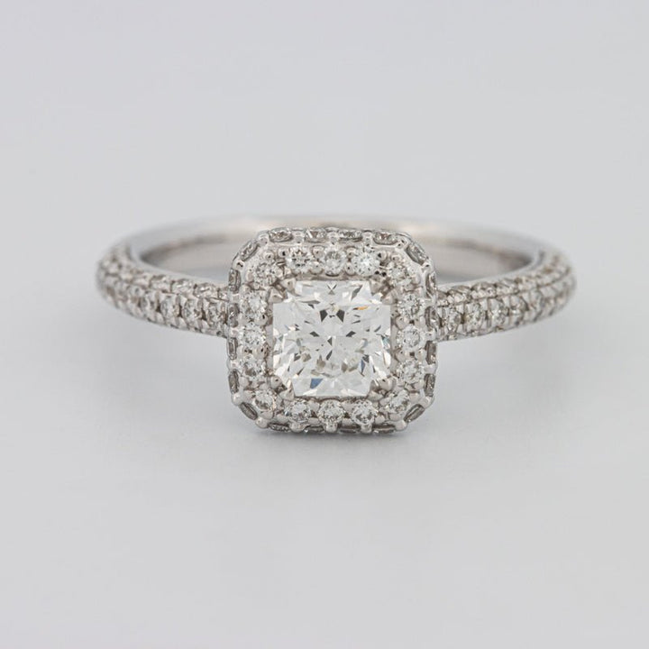 0.70 CT Square Radiant Halo Solitaire Pave Ring - ZIZOV DIAMONDS
