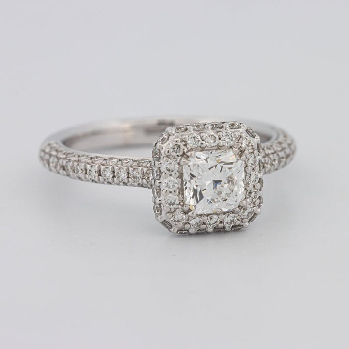 0.70 CT Square Radiant Halo Solitaire Pave Ring - ZIZOV DIAMONDS