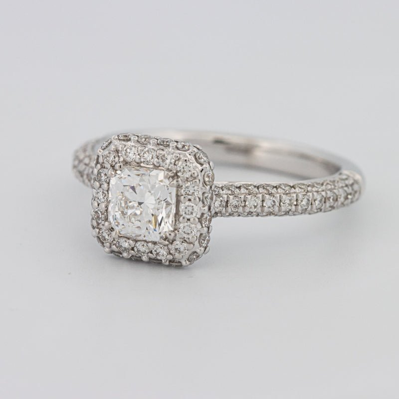 0.70 CT Square Radiant Halo Solitaire Pave Ring - ZIZOV DIAMONDS