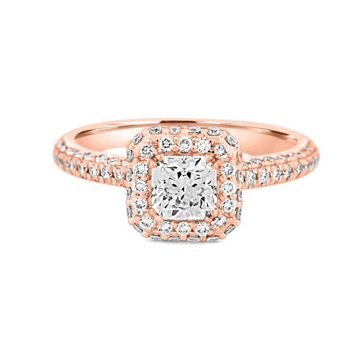 0.70 CT Square Radiant Halo Solitaire Pave Ring - ZIZOV DIAMONDS
