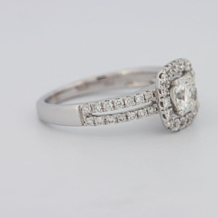 0.70 CT Square Radiant Halo Solitaire with Split Band - ZIZOV DIAMONDS