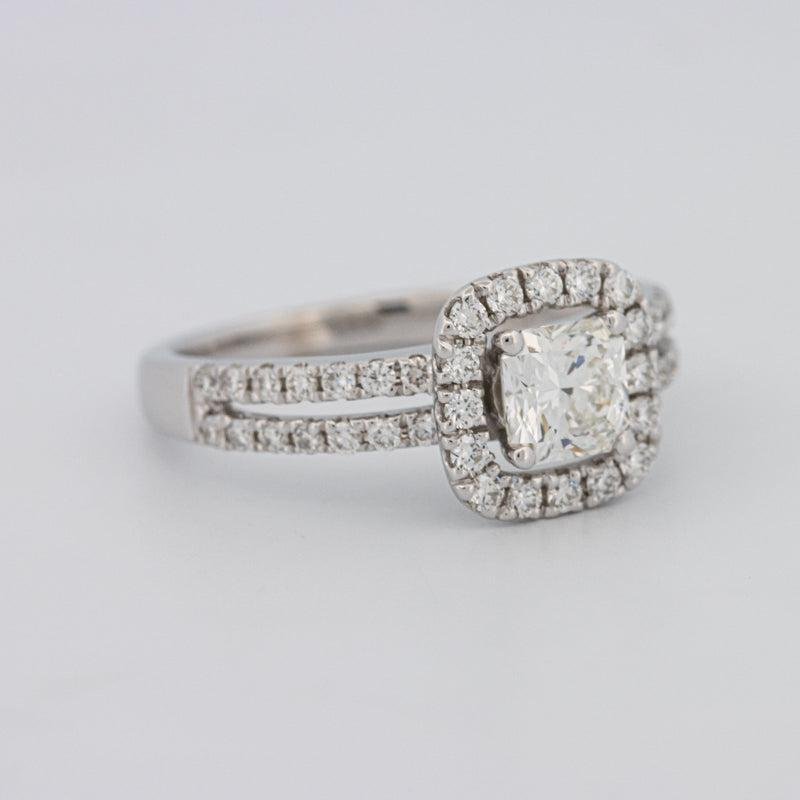 0.70 CT Square Radiant Halo Solitaire with Split Band - ZIZOV DIAMONDS