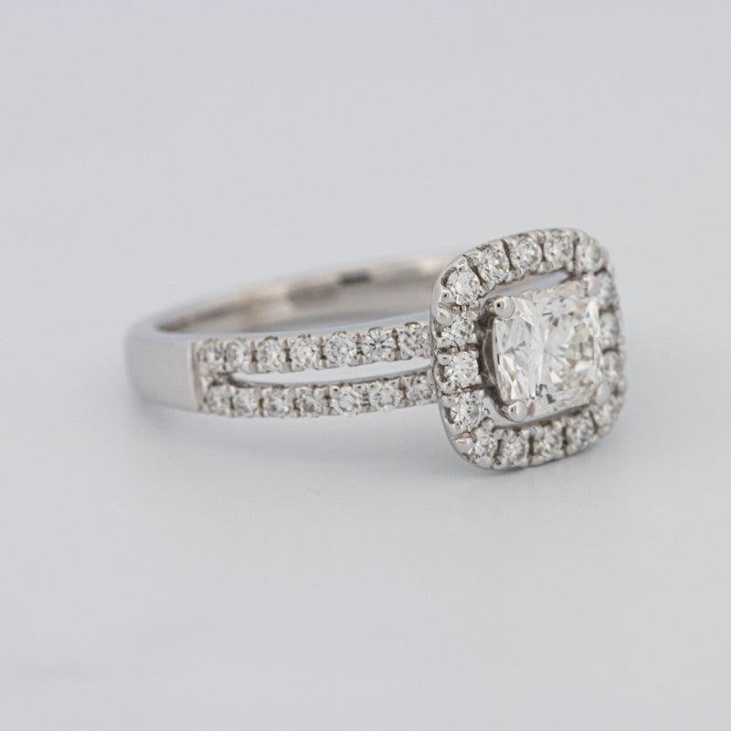0.70 CT Square Radiant Halo Solitaire with Split Band - ZIZOV DIAMONDS