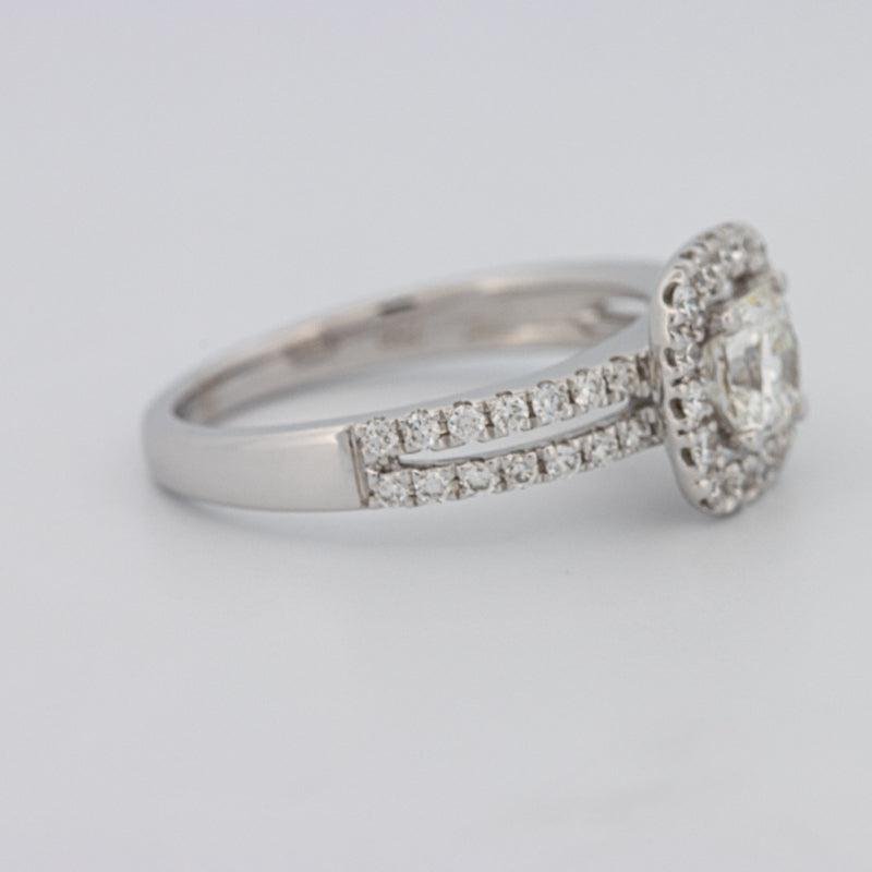 0.70 CT Square Radiant Halo Solitaire with Split Band - ZIZOV DIAMONDS
