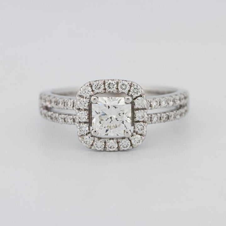 0.70 CT Square Radiant Halo Solitaire with Split Band - ZIZOV DIAMONDS