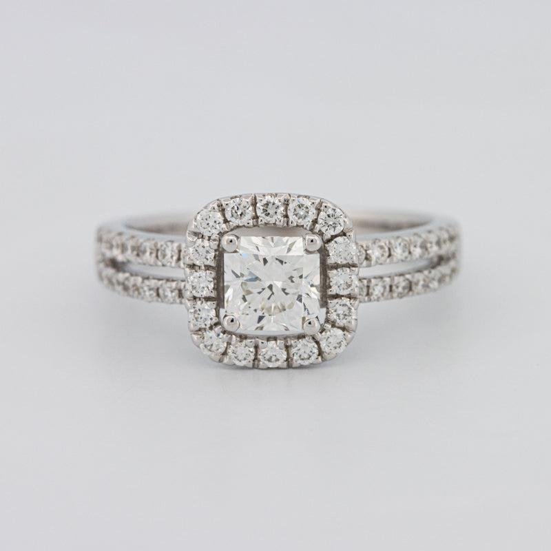 0.70 CT Square Radiant Halo Solitaire with Split Band - ZIZOV DIAMONDS