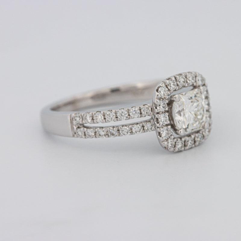 0.70 CT Square Radiant Halo Solitaire with Split Band - ZIZOV DIAMONDS