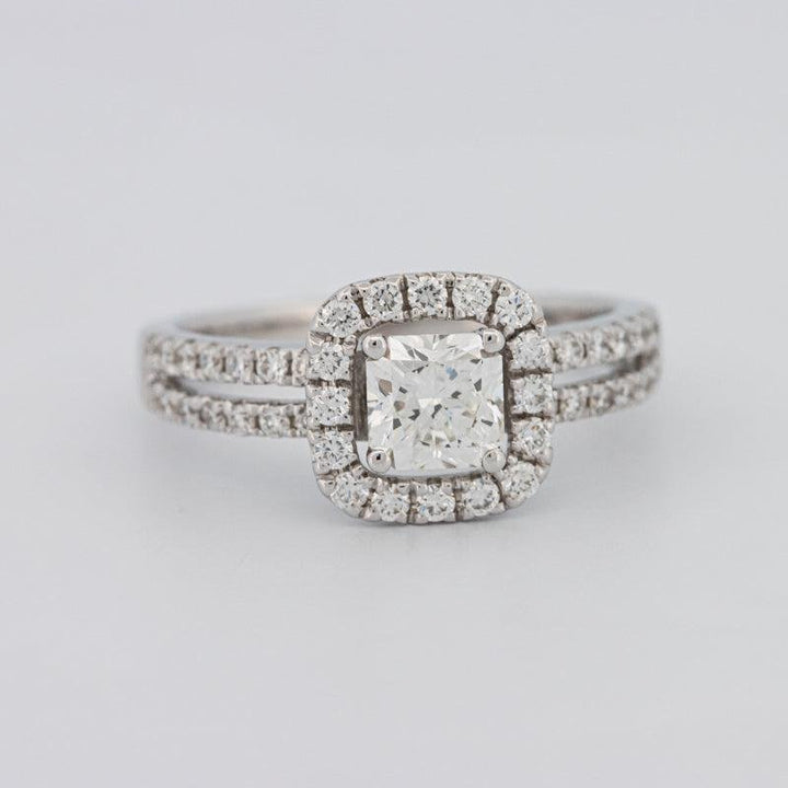 0.70 CT Square Radiant Halo Solitaire with Split Band - ZIZOV DIAMONDS