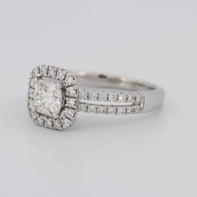 0.70 CT Square Radiant Halo Solitaire with Split Band - ZIZOV DIAMONDS