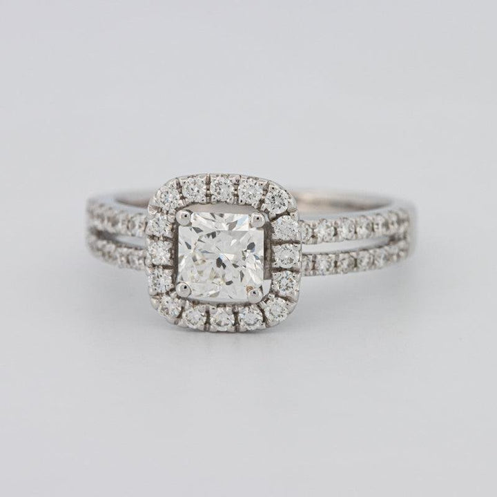 0.70 CT Square Radiant Halo Solitaire with Split Band - ZIZOV DIAMONDS