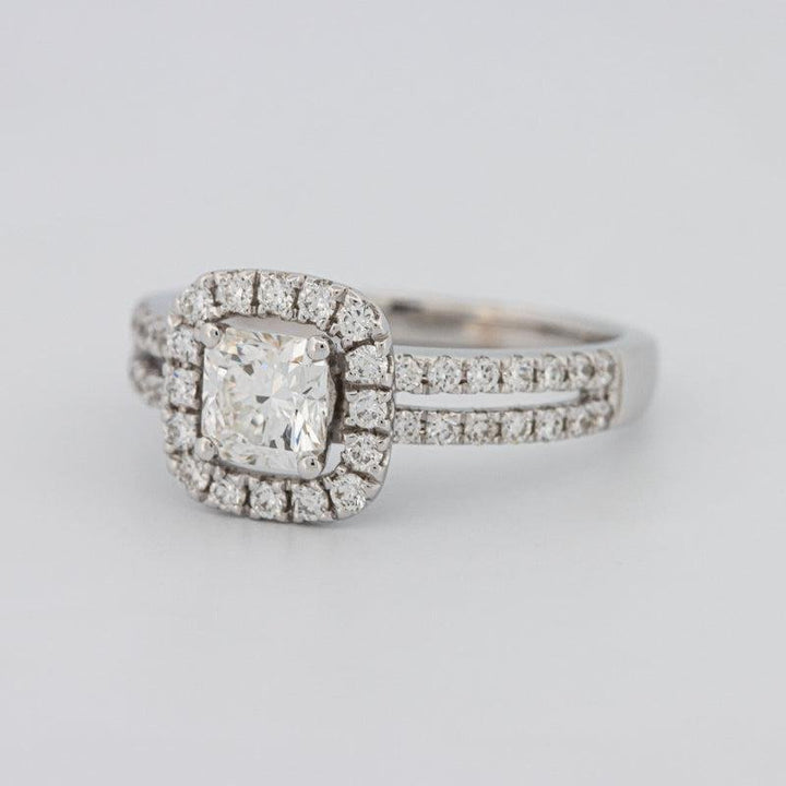 0.70 CT Square Radiant Halo Solitaire with Split Band - ZIZOV DIAMONDS