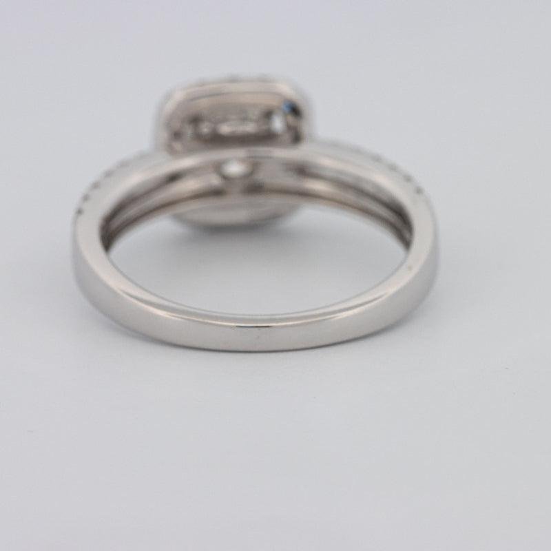 0.70 CT Square Radiant Halo Solitaire with Split Band - ZIZOV DIAMONDS